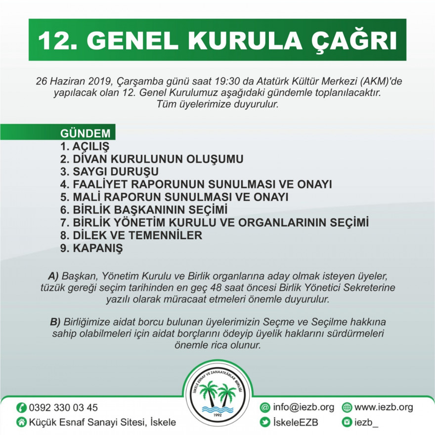 12. Genel Kurula Çağrı